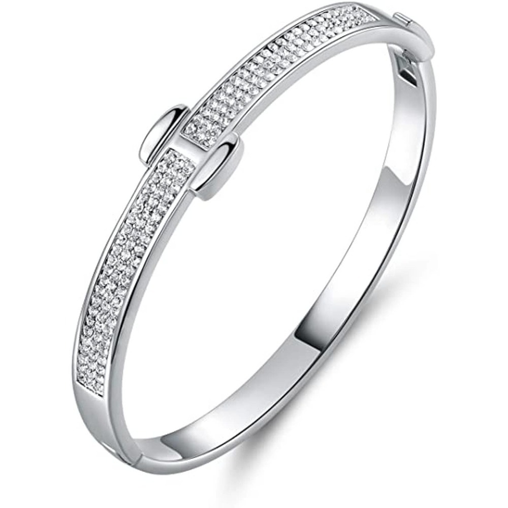 Crystal Belt Bangle 18K Gold Plated White Gold Swarovski Crystal Belt Bangle